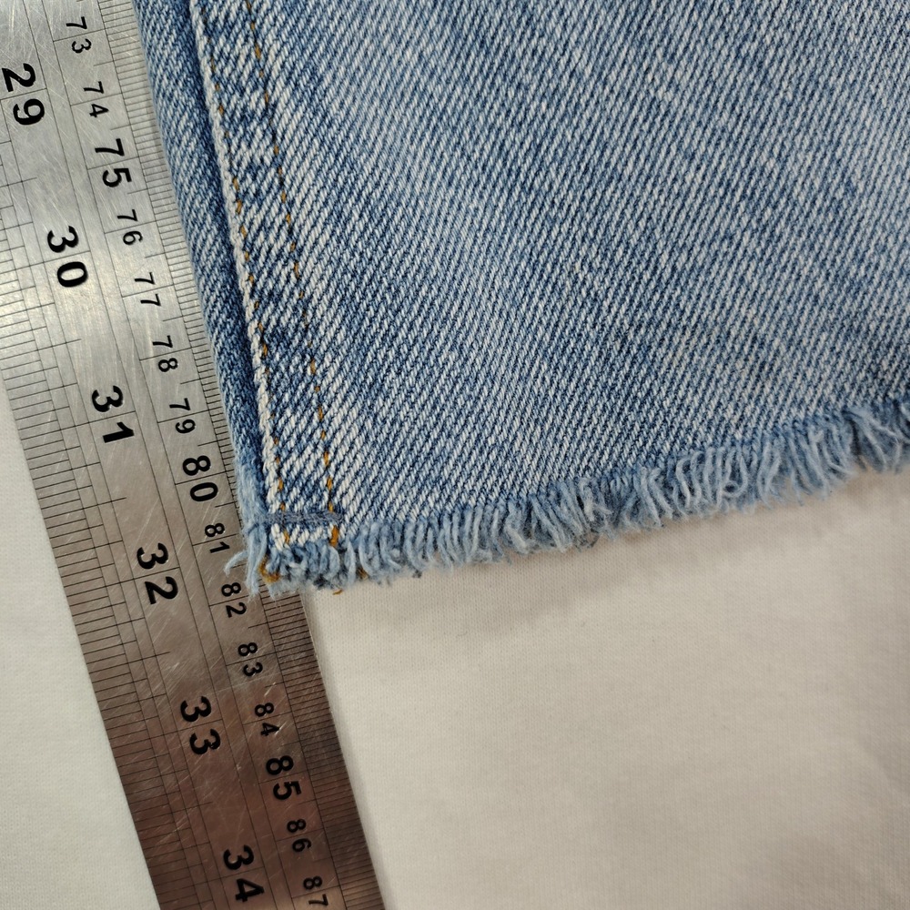Zara The 90s Full Length Distressed Wide Leg Jeans Light Wash Blue Size 8 - Picture 8 of 8